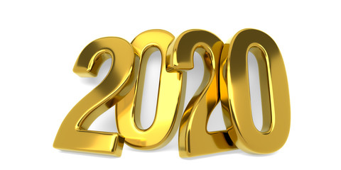 New 2020 year gold figures leaned to the wall