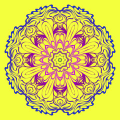 Modern Geometric Ornament. Floral Style. Artdeco. Vector Illustration For Design. Yellow, purple color