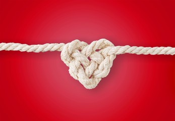 White rope in heart shape knot