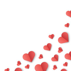 Red cut heart shapes with shadow