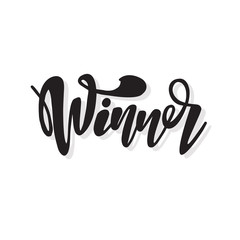 Vector illustration of Winner with the inscription for packing product. Calligraphy background.