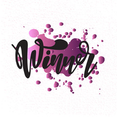 Vector illustration of Winner with the inscription for packing product. Calligraphy background.