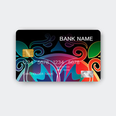 Credit cards. With inspiration from the abstract pastels color on the white background. Glossy plastic style. 