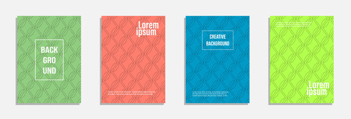 Naklejka premium Colorful and modern cover design. Set of geometric pattern background