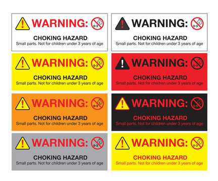 Warning sticker, CHOKING HAZARD - Small parts. Not for children under 3 years of age, Vector EPS 10