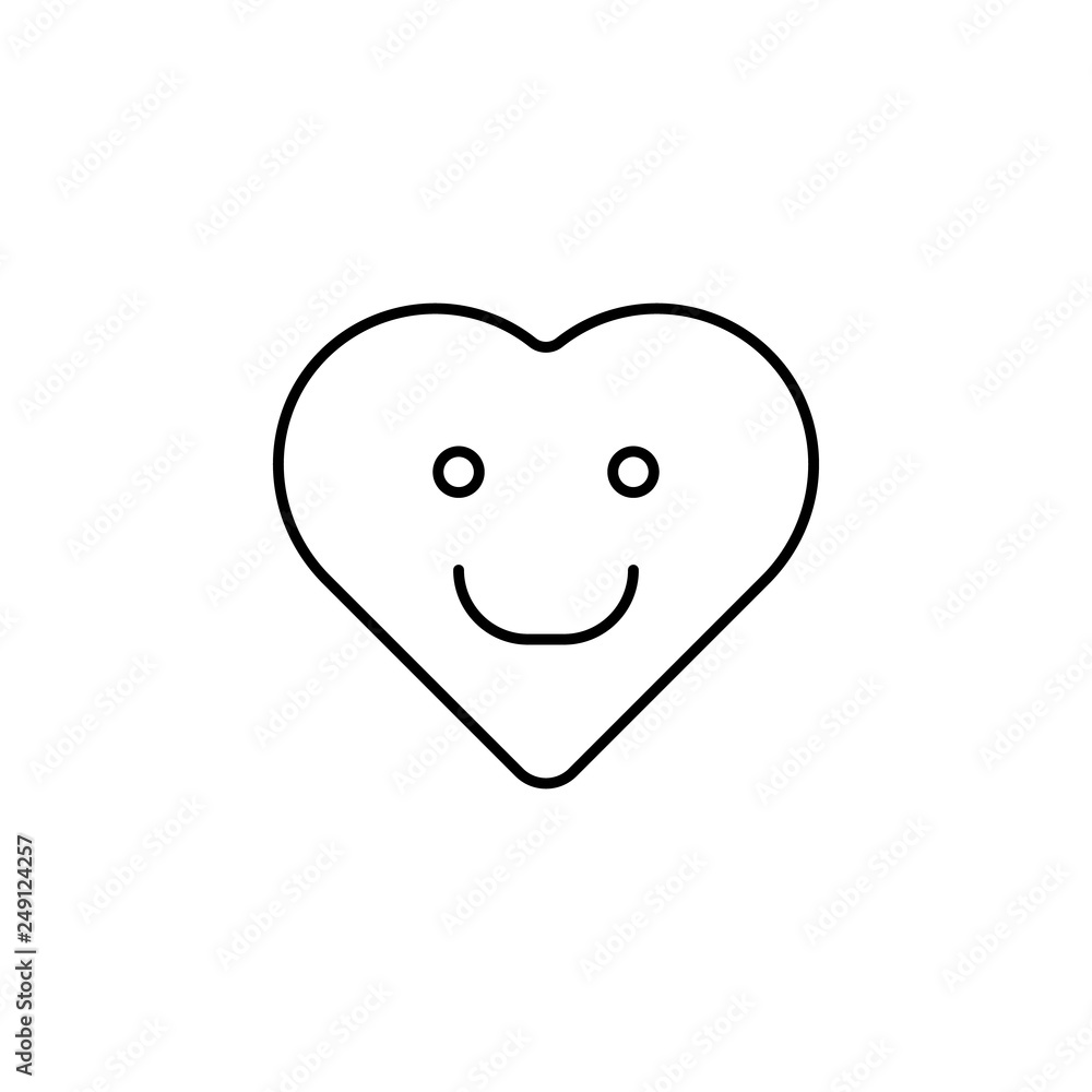 Poster cool emoji happy icon. element of heart emoji for mobile concept and web apps illustration. thin lin