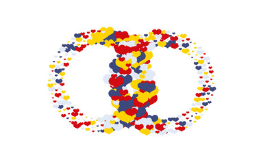 Two rings textured with hearts