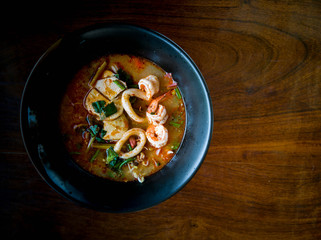 hot and sour soup with seafood.