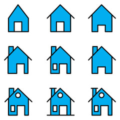 House vector icon set with blue color