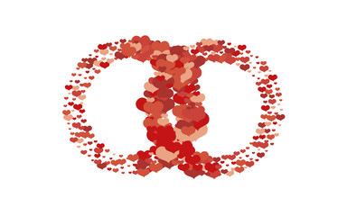 Two rings textured with hearts