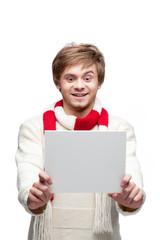 Fototapeta premium a man with a white drawing paper