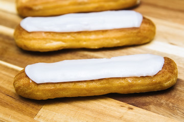 Eclair crispy creamy cake with white chocolate