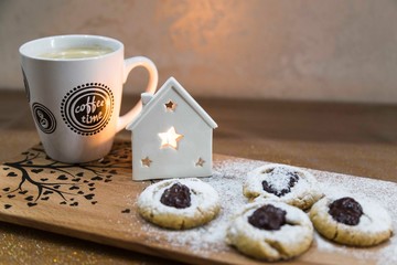 homemade marmalade cookies on the patterned presentation board