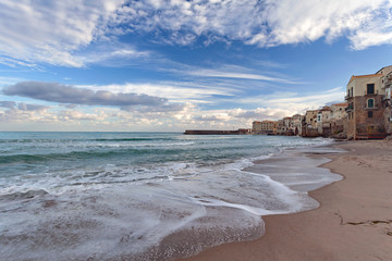 Cefalu at sunrise, Sicily, Italy - Mediterranean Sea (Tyrrhenian Sea)