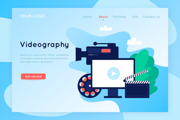 Video filming, blogging, corporate parties, graduations. Site template. Landing Page template. Vector illustration