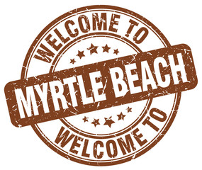 welcome to Myrtle Beach brown round vintage stamp