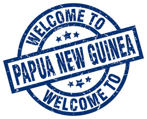 welcome to Papua New Guinea blue stamp