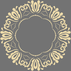 Elegant vintage vector ornament in classic style. Abstract traditional round golden pattern with oriental elements. Classic vintage pattern