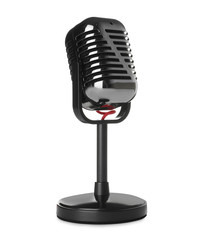 Retro old style microphone on white background