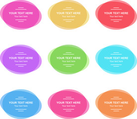 Set of vector colorful oval banners. Abstract vector shapes for design. Banners with sample text.