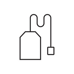 Tea bag or filter vector icon with outline stroke isolated on white.