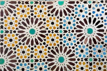 Traditional tile mosaic on wall in Marrakesh