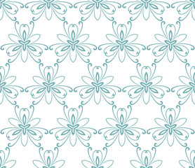 Floral vector blue ornament. Seamless abstract classic background with flowers. Pattern with repeating floral elements. Ornament for fabric, wallpaper and packaging