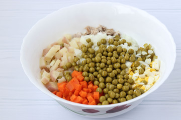 Preparation of salad 