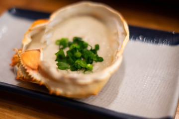 Kani Miso, Japanese traditional food, Crab egg with miso paste.