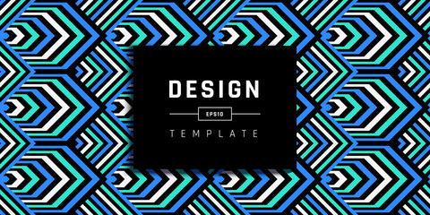 Color design template of cover with expressive pattern and space for text. Multicolored design of print, wrapper, package, card, web, header, wallpaper. Op art background, retro texture.