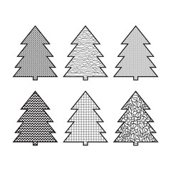 Set of Christmas tree icons in pop art stile Can be used for web and mobile. Vector illustration