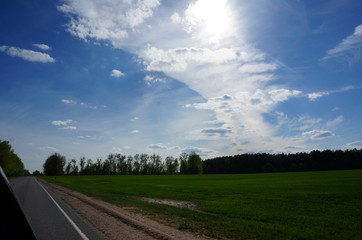 road and blue sky