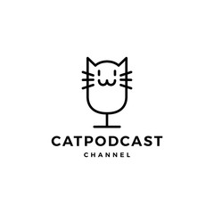 cat podcast logo icon for pet blog vlog video channel