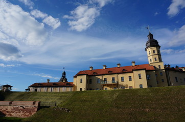 Nesvizh Castle in early autumn. Nyasvizh, Nieśwież, Nesvizh,&nbsp;Niasvizh, Nesvyzhius, Nieświeżh, in Minsk Region, Belarus. Site of residential castle of the Radziwill family. 
