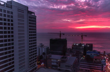 Red-purple sunset in Colombo, Sri Lanka