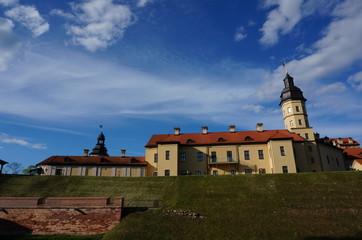 Nesvizh Castle in early autumn. Nyasvizh, Nieśwież, Nesvizh,&nbsp;Niasvizh, Nesvyzhius, Nieświeżh, in Minsk Region, Belarus. Site of residential castle of the Radziwill family. 