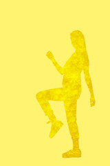 silhouette of model with floral patterns and soft color