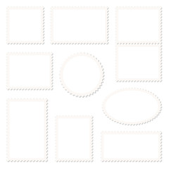 Set Weiße Briefmarken Rahmen Beige