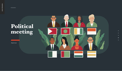 Technology 2 - Political meeting - flat vector concept digital illustration political meeting metaphor. Creative landing web page design template