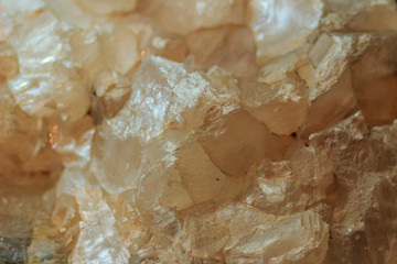 Gypsum lamellar habit or lamellar crystals of gypsum rock specimen from mining and quarrying...