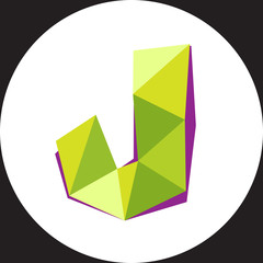 Vector illustration of letter J. Polygonal Colorful Letter