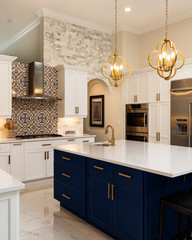 Modern White Kitchen in Estate Home - 249139269