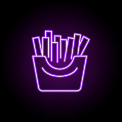 French fries icon. Elements of Food and drink in neon style icons. Simple icon for websites, web design, mobile app, info graphics
