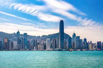 Naklejka premium Hong kong skyline and Victoria Harbour