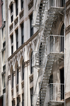 Old building fire escape in New York, USA.