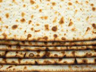 Open matzo packaging. Copy space.