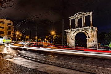 Light trails of moving cars