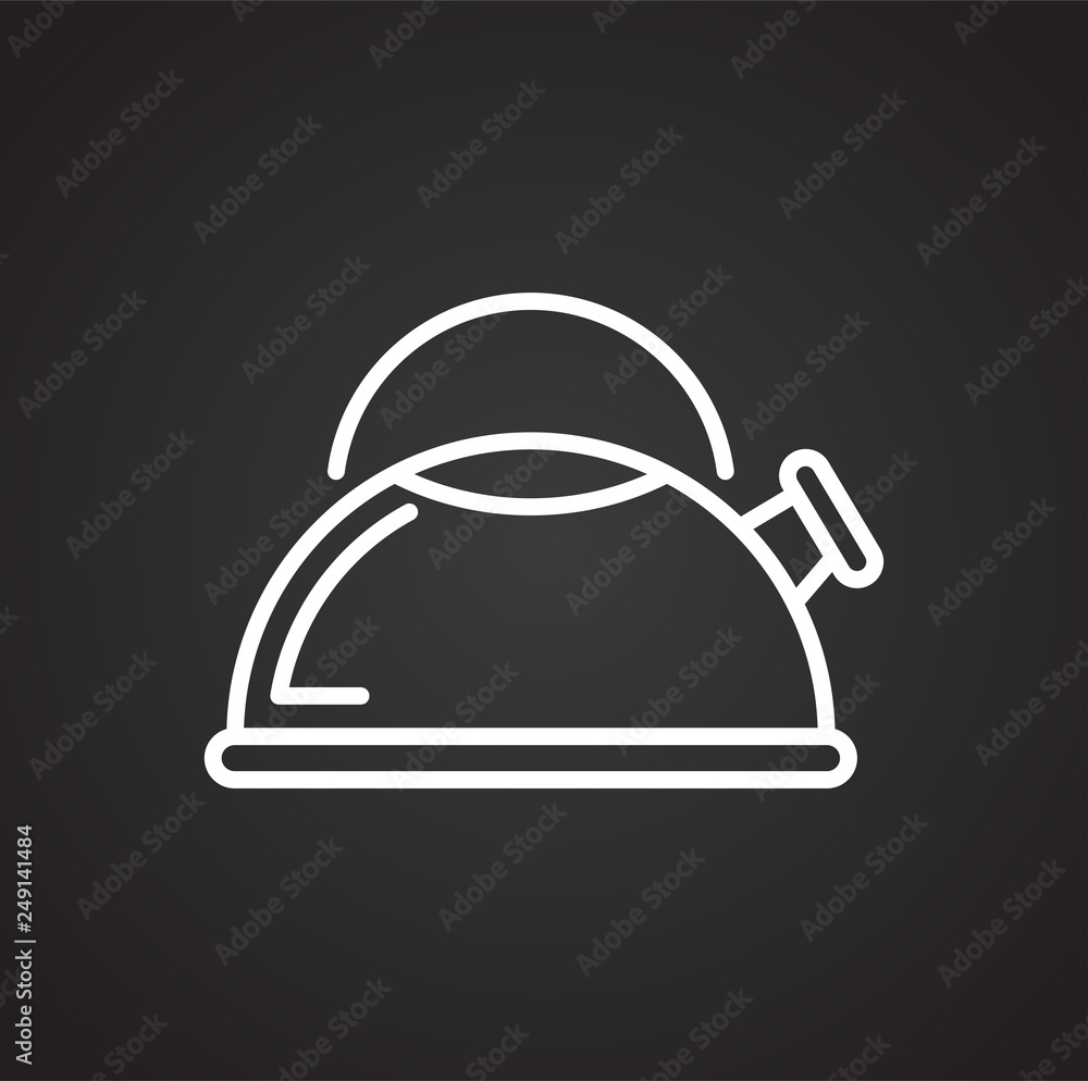 Poster kettle line icon on black background for graphic and web design, modern simple vector sign. internet