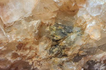 Gypsum lamellar habit or lamellar crystals of gypsum rock specimen from mining and quarrying...