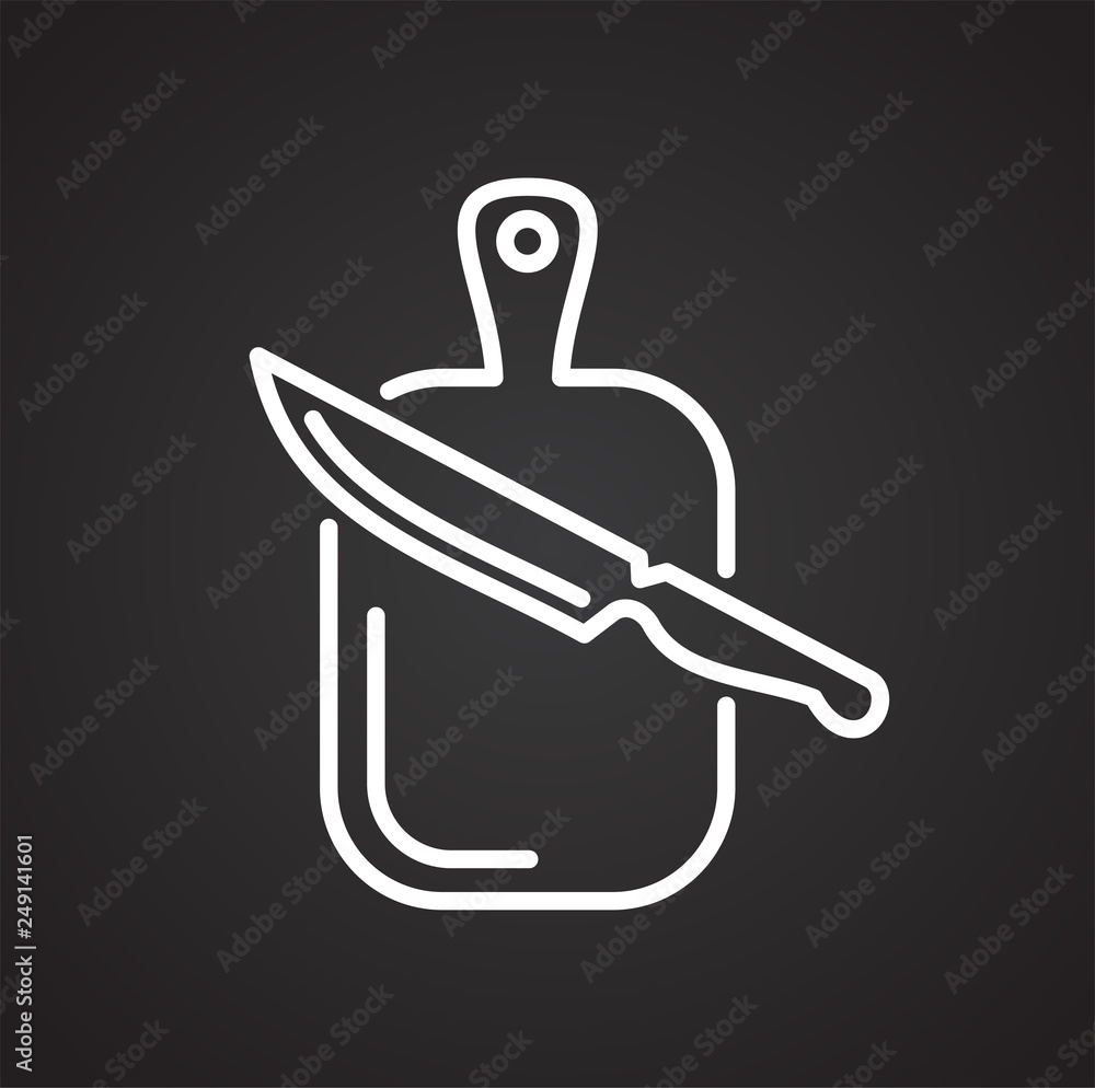 Poster kitchen knife line icon on black background for graphic and web design, modern simple vector sign. i